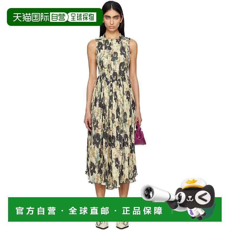 1h可退 香港直邮潮奢 GANNI 甘尼 女士 驼色 & 黑色 Printed Plea