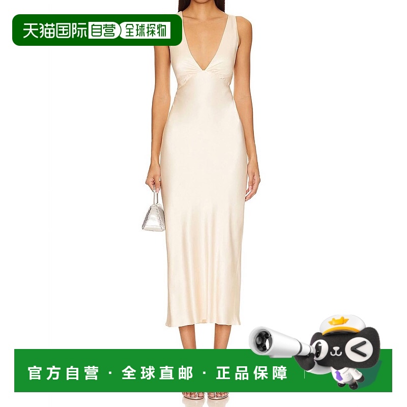 自营shona joyLa Lune Plunged Cross Back Midi Dress In Cream