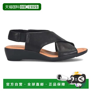 Emilee Str 自营Women Comfortiva Leather Cross Black Sandal