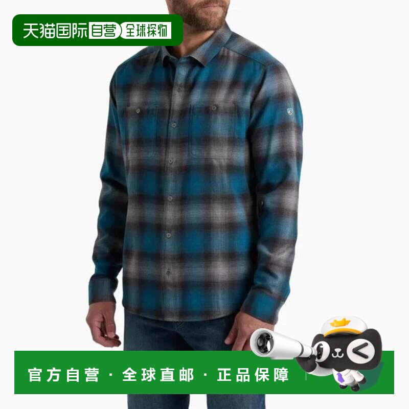 自营Kuhl法兰绒衬衫男士蓝色泻湖格子长袖纽扣DSGL948-蓝色 美国图片
