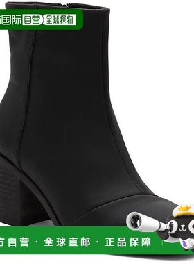 自营 Toms Evelyn 10020228女式6码黑色皮革块跟靴FZP605-黑色 美