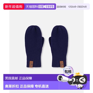 自营deux par deuxRibbed Knit Mittens Navy Blue - navy blue