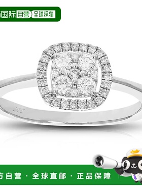 自营vir jewels1/3 克拉圆形切割实验室制造钻石订婚戒指 925 纯