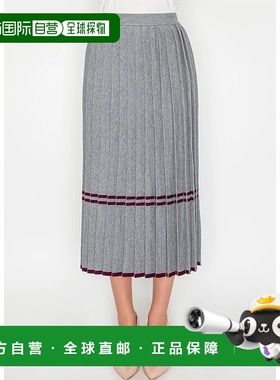自营yal new york灰色褶皱针织裙，带条纹装饰-灰色 美国奥莱直发
