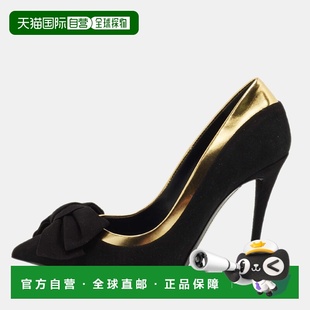 自营Giuseppe Zanotti Black/gold Suede And Leather Bow Pumps
