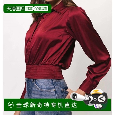 自营hutchJama Smocked Blouse In Cabernet - cabernet 【美国奥
