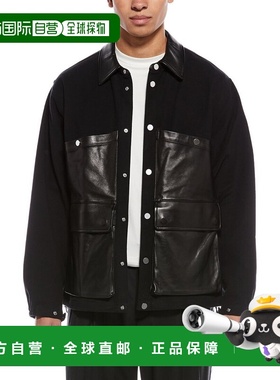 自营Helmut Lang Leather-Trim Hunting Coat - black 美国奥莱直