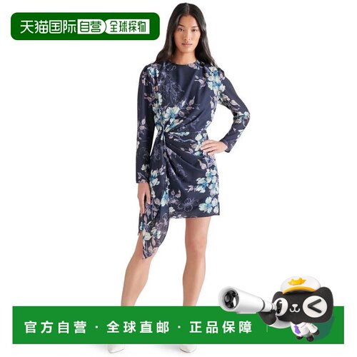 自营Steve Madden Jasmin垂褶迷你连衣裙女士海洋扭曲前PALL444-