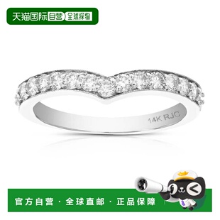 自营 jewels1 vir 形钻石结婚戒指 克拉 14K 白 金 带密镶