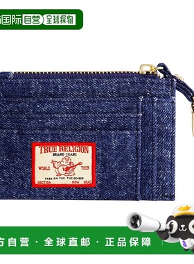 自营 True Religion 牛仔布拉链卡包 - 中蓝色 美国奥莱直发