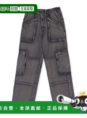 自营amiriAged Black Loose Straight Cargo Pants - black 美国