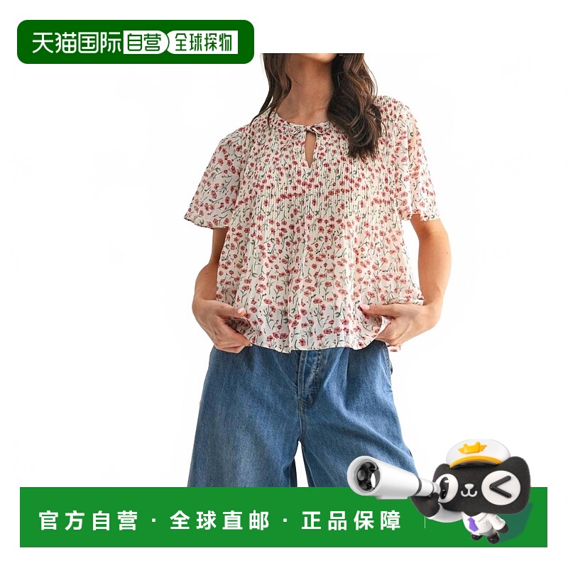 自营wishlistFloral Pleated Blouse In Black/cream - black/cre