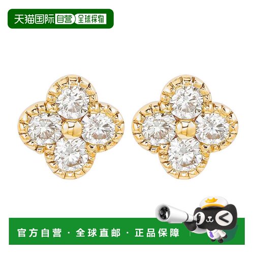 自营Suzy Levian 黄金 7/10 CTTW 钻石三叶草耳钉 - 黄色 美国奥