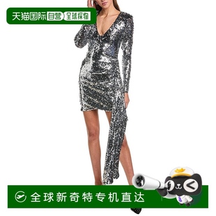 直发 自营 bardot芭铎Ayanna亮片迷你连衣裙 银色 美国奥莱