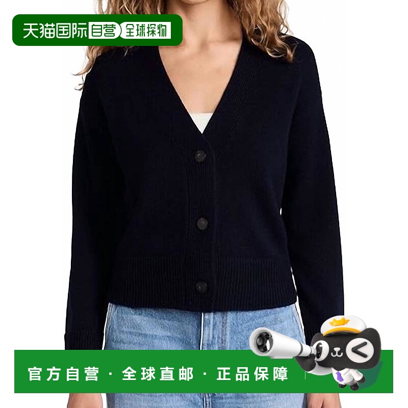 自营 vince羊毛羊绒方形开衫，黑色 美国奥莱直发