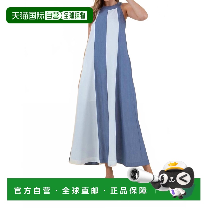 自营doe and raeHamptons Maxi Dress In Blue Stripes - blue st