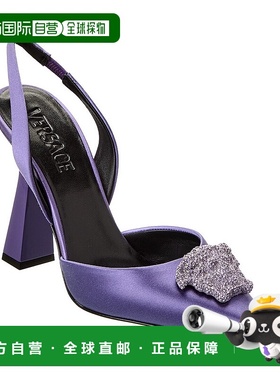 自营Versace La Medusa 缎面露跟高跟鞋 - 紫色 单鞋直发美国奥莱