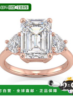 自营 pompeii3经认证的 4 1/2 克拉祖母绿和心形 3 石钻石戒指 14