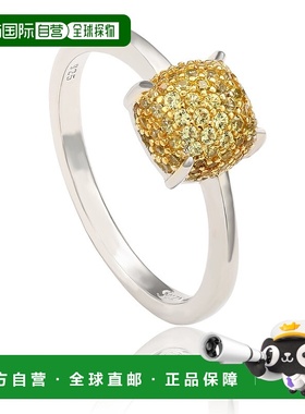 自营 Suzy Levian 纯银黄色蓝宝石和钻石口音密钉球顶戒指 - 黄色