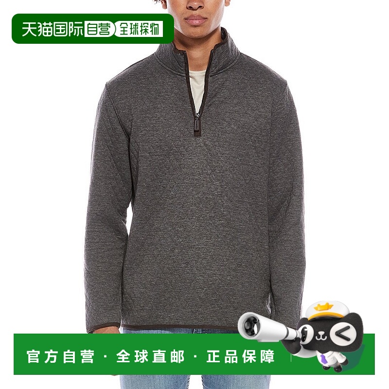 自营TailorByrd Quilted Suede-Trim 1/4-Zip Pullover - gray 美