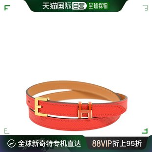 香港直邮HERMÈS 女士橘红色带镀玫瑰金搭扣皮带 PHBELTS3GP