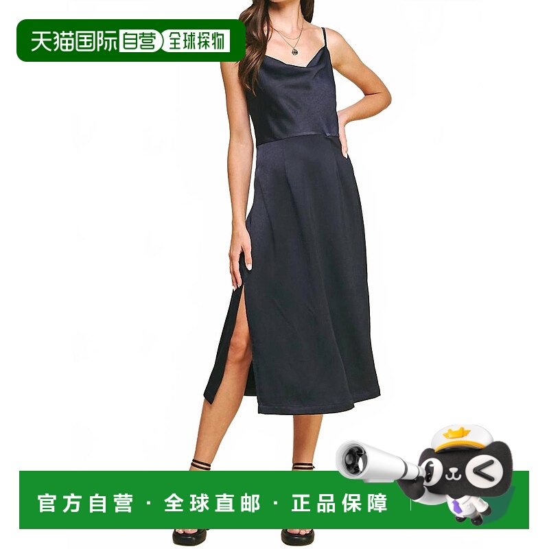 自营pinchGianna Shimmering Slip Midi Dress In Navy - navy 美
