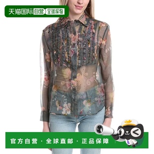 自营Cynthia Rowley Silk Organza Tuxedo Shirt - grey 美国奥莱