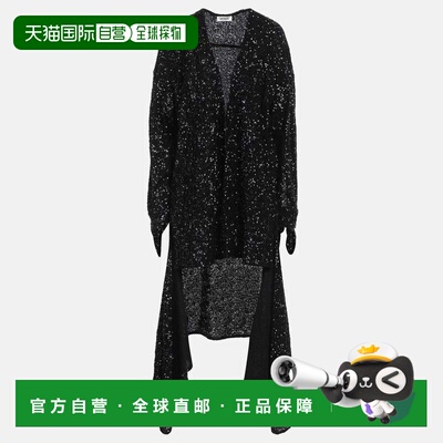 自营The Attico Black Sequin Button Front Asymmetric Cocktail