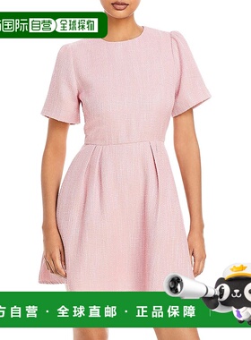 自营 aqua女式纹理及膝及喇叭形早秋新款连衣裙 粉红色 美国奥莱