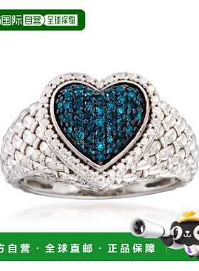 自营 925 纯银 Ross-Simons 蓝钻心形戒指 - 白色 美国奥莱直发