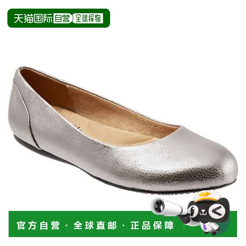 自营softwalk柔步索诺玛芭蕾舞平底鞋美国7白金皮革舒适滑套ZPO25