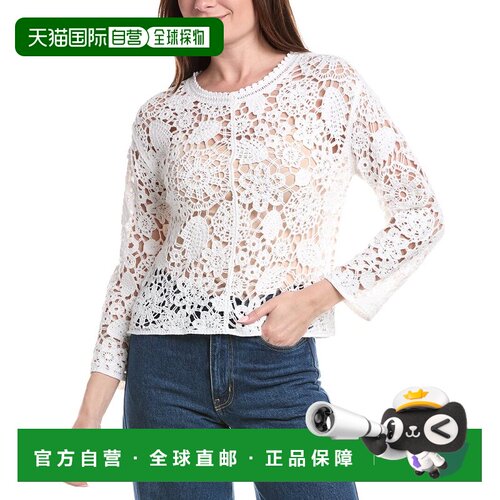 自营Joseph A. Floral Medallion Crochet Pullover - white 美国