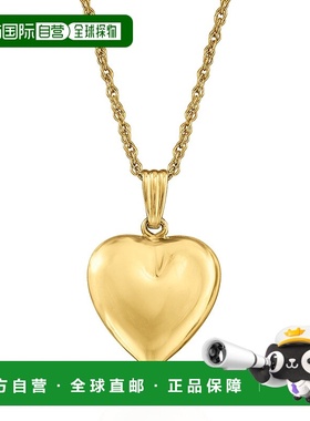 自营 Ross-Simons 14kt 黄金膨化心形吊坠项链 - 18 英寸 美国奥