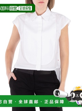 自营 victoria beckham维多利亚 贝克汉姆拼接细节无袖衬衫-白色