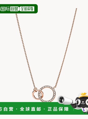 自营 Fossil 女士玫瑰金不锈钢吊坠项链 粉红色 美国奥莱直发