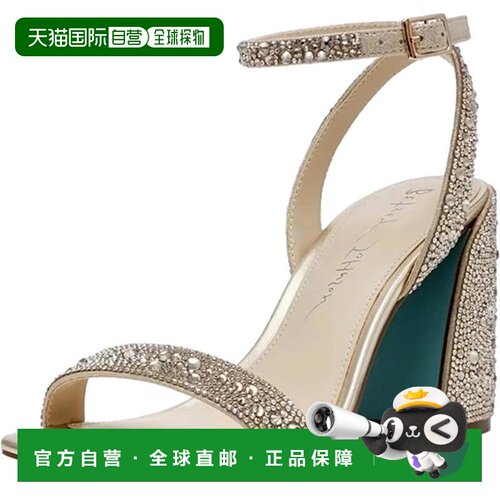 自营Women's Betsey Johnson Shaye Sandals Light Gold Rhinesto