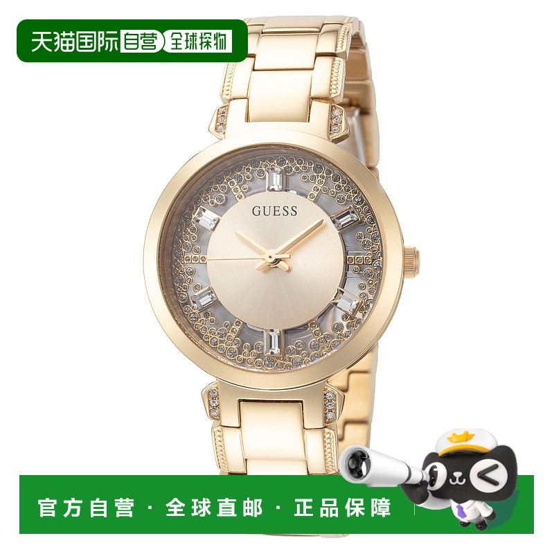 自营 Guess女式水晶透明33mm石英手表GW0470L2-银色 美国奥莱直发