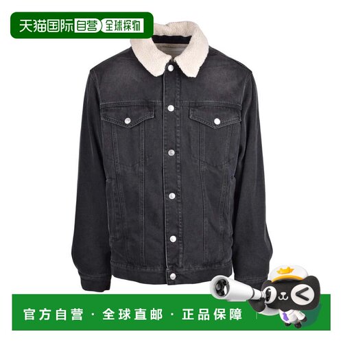 自营isabel marant黑色结构化牛仔夹克，搭配毛绒夏尔巴衬里-黑色
