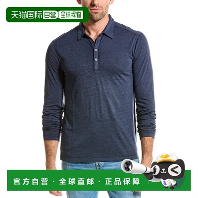 自营John Varvatos Marty Burnout Polo衫-蓝色 美国奥莱直发男装