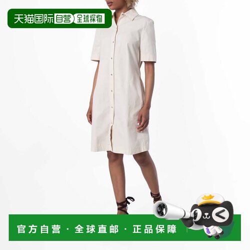 自营Burberry棉质混纺短袖衬衫连衣裙-印花布 美国奥莱直发