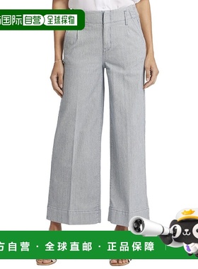 自营NYDJ Mona Canyon河条纹宽腿牛仔裤-棕色 美国奥莱直发直筒裤