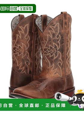 自营Laredo Anita Womens Brown Leather Square Toe Mid-Calf We