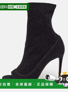 自营Aquazzura Black Lurex Fabric Eclair Ankle Boots - black