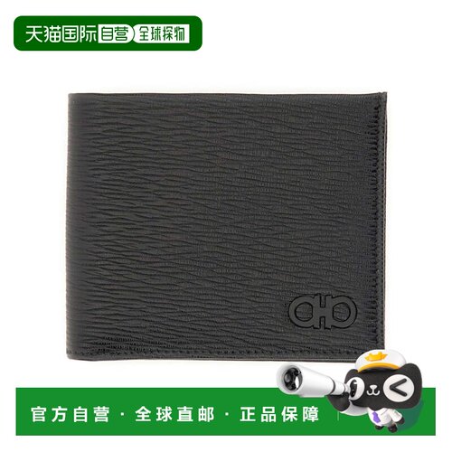 自营ferragamoCalf Leather Gancini Wallet - black 美国奥莱直
