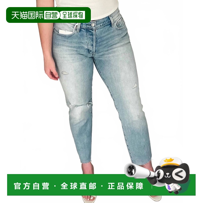 自营pistola女式Maya中腰直筒牛仔裤在山谷中破旧不堪-山谷破旧不