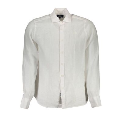 自营La Martina Linen Mens Men's Shirt - white 美国奥莱直发