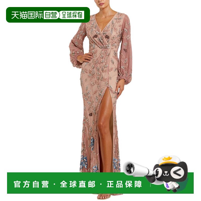 自营Mac Duggal A-Line玫瑰木礼服 美国奥莱直发连衣裙长裙