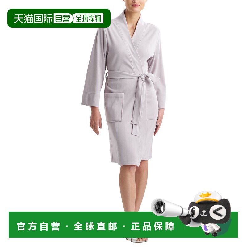 自营N Natori宁静华夫针织长袍-灰色 美国奥莱直发