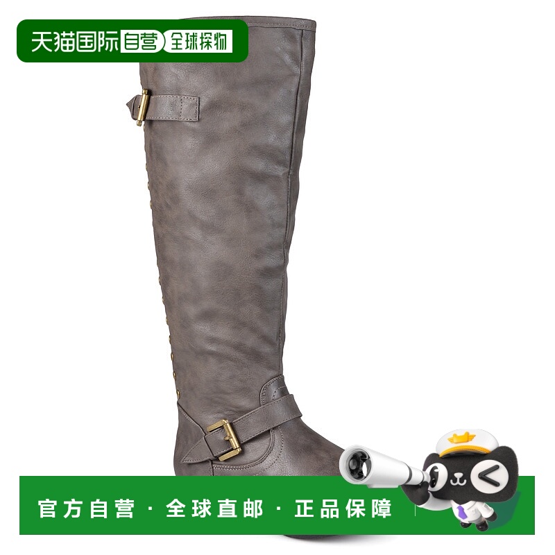 自营Journee Collection 女式宽小腿 Spokane 靴子 - 灰褐色 美国