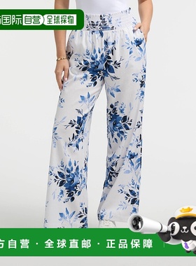 自营Ellen Tracy女式亚麻烟熏阔腿裤-花朵绽放 美国奥莱直发